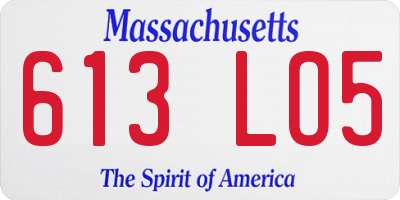 MA license plate 613LO5