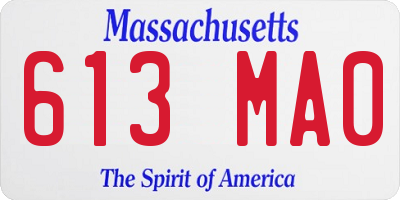 MA license plate 613MA0