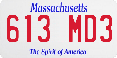 MA license plate 613MD3