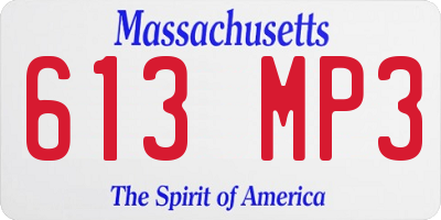 MA license plate 613MP3