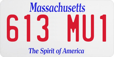 MA license plate 613MU1