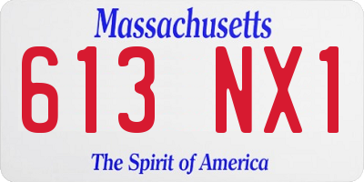 MA license plate 613NX1