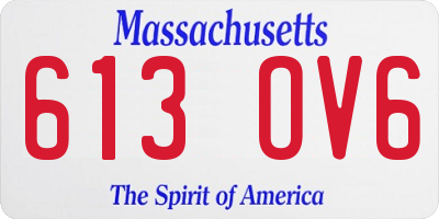 MA license plate 613OV6