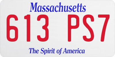 MA license plate 613PS7