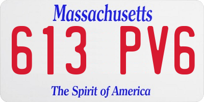 MA license plate 613PV6