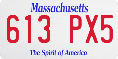 MA license plate 613PX5