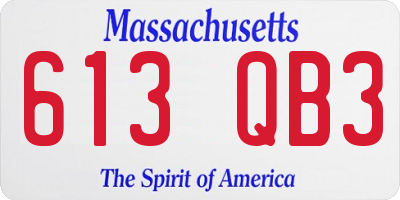MA license plate 613QB3