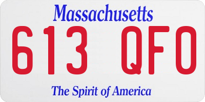 MA license plate 613QF0