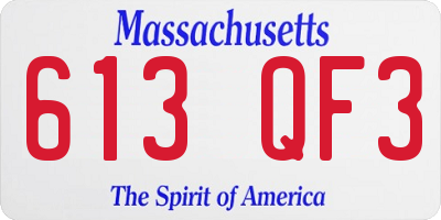 MA license plate 613QF3