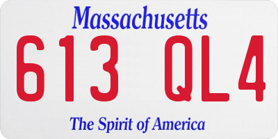 MA license plate 613QL4