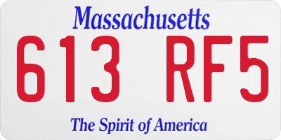 MA license plate 613RF5