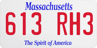 MA license plate 613RH3