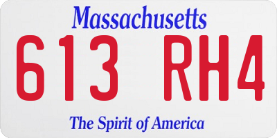 MA license plate 613RH4