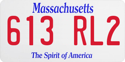MA license plate 613RL2