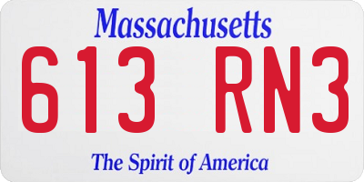 MA license plate 613RN3