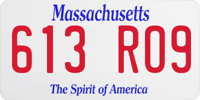 MA license plate 613RO9