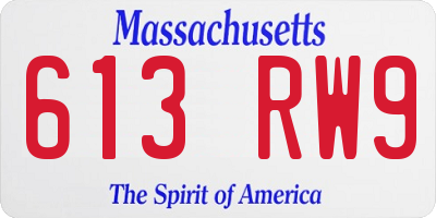 MA license plate 613RW9