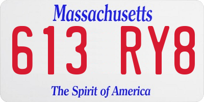 MA license plate 613RY8