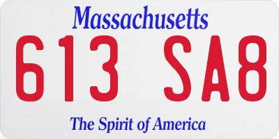 MA license plate 613SA8
