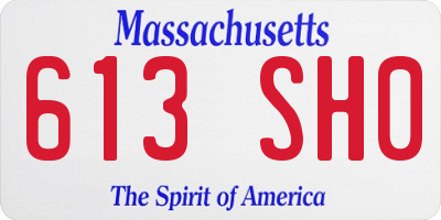 MA license plate 613SH0