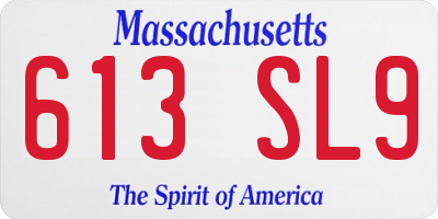 MA license plate 613SL9