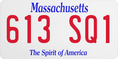 MA license plate 613SQ1