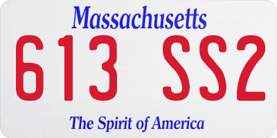 MA license plate 613SS2