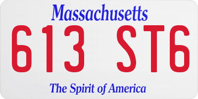 MA license plate 613ST6