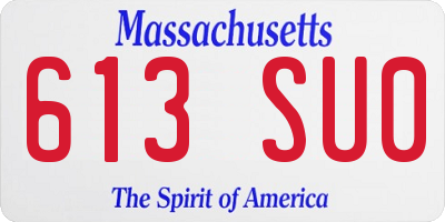 MA license plate 613SU0