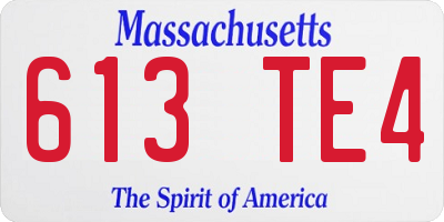 MA license plate 613TE4