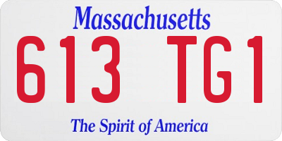 MA license plate 613TG1