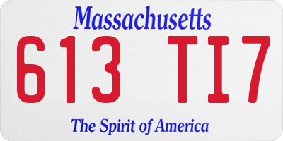 MA license plate 613TI7