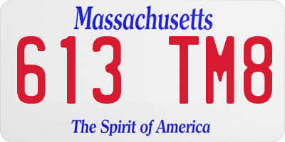 MA license plate 613TM8