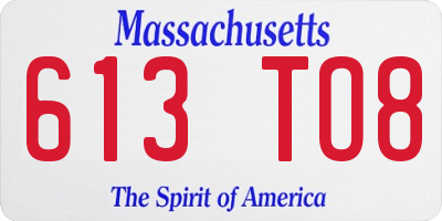 MA license plate 613TO8