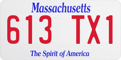 MA license plate 613TX1