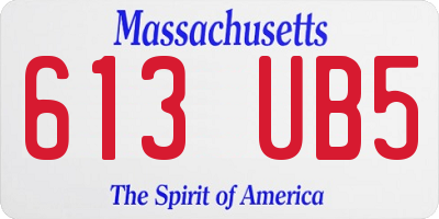 MA license plate 613UB5