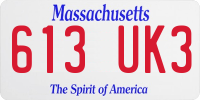 MA license plate 613UK3