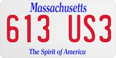 MA license plate 613US3