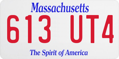 MA license plate 613UT4