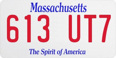 MA license plate 613UT7