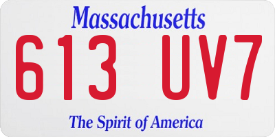 MA license plate 613UV7