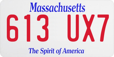 MA license plate 613UX7