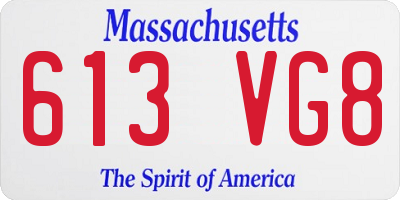 MA license plate 613VG8