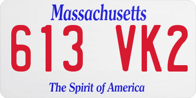 MA license plate 613VK2