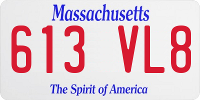 MA license plate 613VL8