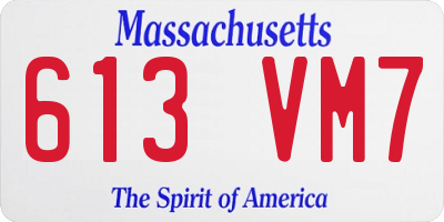 MA license plate 613VM7