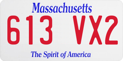 MA license plate 613VX2