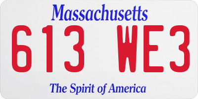 MA license plate 613WE3