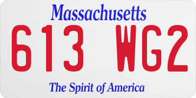 MA license plate 613WG2