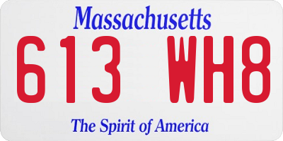 MA license plate 613WH8